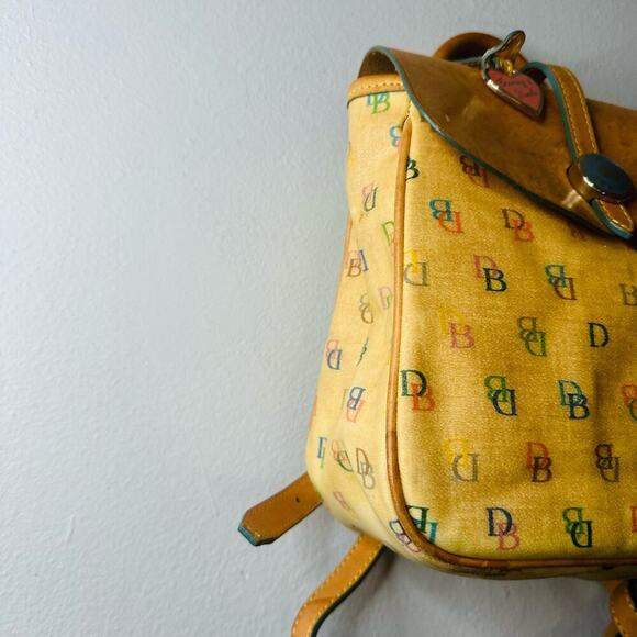 Vintage DOONEY & BOURKE DB Logo Rainbow Colored Tan Leather Mini Backpack Bag - Picture 4 of 14